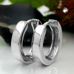 Creolen Ohrringe 13x3mm rhodiniert 925 Sterlingsilber