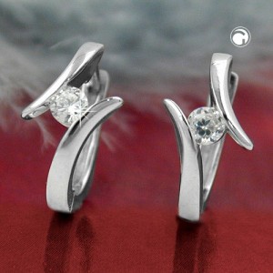Creolen Ohrringe Zirkonia weiß 925 Sterlingsilber