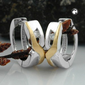 Creolen Ohrringe matt-glänzend Zirkonia 925 Sterlingsilber