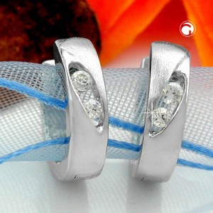 Creolen Ohrringe Zirkonia rhodiniert 925 Sterlingsilber
