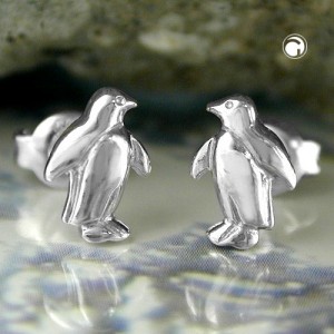 Ohrstecker Pinguin rhodiniert 925 Sterlingsilber