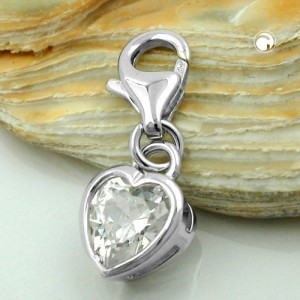 Anhänger Charm Herz Zirkonia 925 Sterlingsilber
