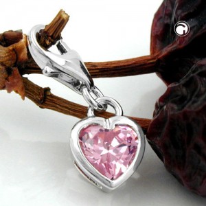 Anhänger Charm Herz Zirkonia 925 Sterlingsilber