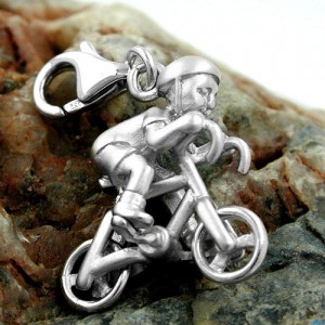 Anhänger Charm Fahrradfahrer 925 Sterlingsilber