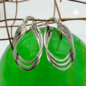 Creolen Ohrringe oval rhodiniert 925 Sterlingsilber