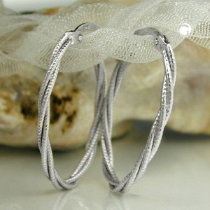 Creolen Ohrringe oval rhodiniert 925 Sterlingsilber