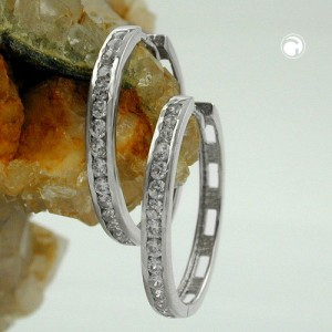 Creolen Ohrringe mit vielen Zirkonias 925 Sterlingsilber