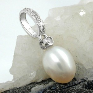 Anhänger Perle mit Zirkonia 925 Sterlingsilber