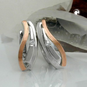 Creolen Ohrringe bicolor Zirkonia 925 Sterlingsilber