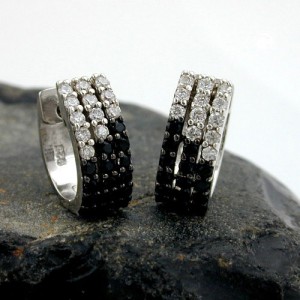 Creolen Ohrringe viele Zirkonias 925 Sterlingsilber