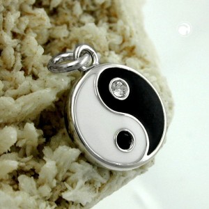 Anhänger Yin-Yang lackiert 925 Sterlingsilber