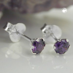 Ohrstecker Zirkonia amethyst 925 Sterlingsilber