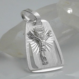 Anhänger Platte mit Jesus 925 Sterlingsilber
