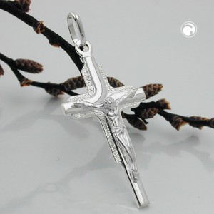 Anhänger Kreuz Jesus glänzend 925 Sterlingsilber