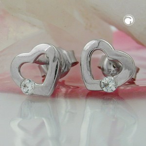 Ohrstecker Herz mit Zirkonia 925 Sterlingsilber