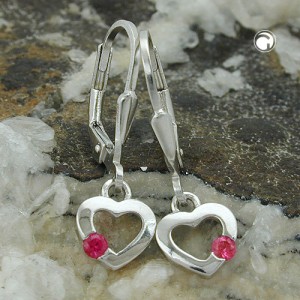 Ohrring Herz Zirkonia pink 925 Sterlingsilber
