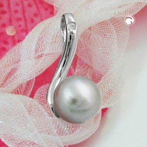 Anhänger Perle mit Zirkonia 925 Sterlingsilber