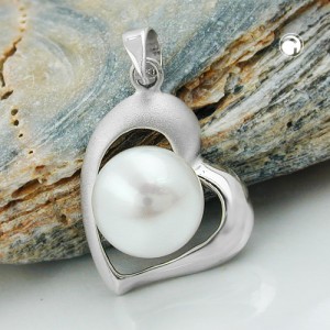 Anhänger Herz u. Zuchtperle 925 Sterlingsilber