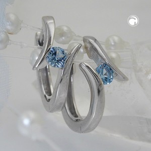 Creolen Ohrringe Glasstein hellblau 925 Sterlingsilber
