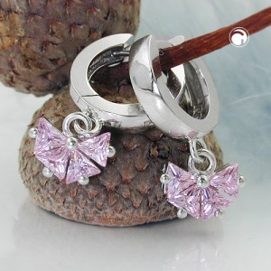 Creolen Ohrringe Zirkonia pink 925 Sterlingsilber