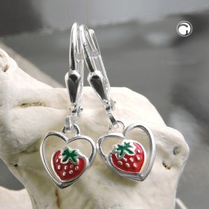 Ohrring Erdbeere im Herz 925 Sterlingsilber