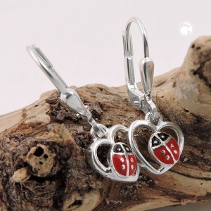 Ohrring Marienkäfer im Herz 925 Sterlingsilber