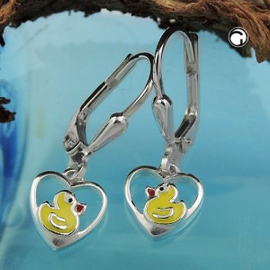 Ohrring kleine Ente im Herz 925 Sterlingsilber