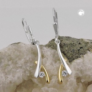 Ohrring bicolor Zirkonia 925 Sterlingsilber