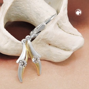 Ohrring bicolor Zirkonia 925 Sterlingsilber
