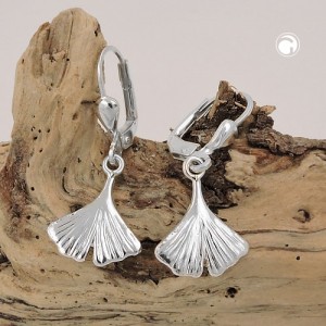 Ohrring Ginkgo-Blatt glänzend 925 Sterlingsilber