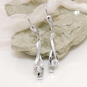 Ohrring rhodiniert Zirkonia 925 Sterlingsilber