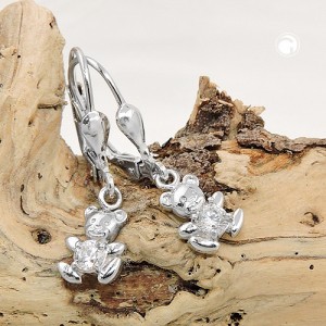Ohrring kleiner Bär Zirkonia 925 Sterlingsilber