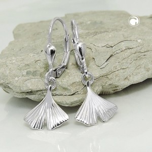 Ohrring Ginkgoblatt rhodiniert 925 Sterlingsilber
