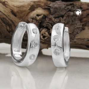 Creolen Ohrringe 15x4mm Zirkonias 925 Sterlingsilber