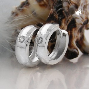Creolen Ohrringe KlappCreolen Ohrringe Zirkonia 925 Sterlingsilber
