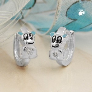 Creolen Ohrringe 12x2mm Hund hellblau 925 Sterlingsilber