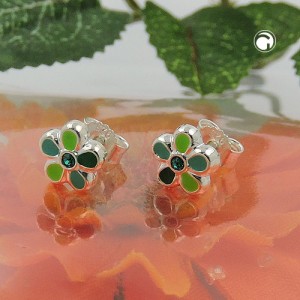 Ohrstecker Blume grün-lackiert 925 Sterlingsilber