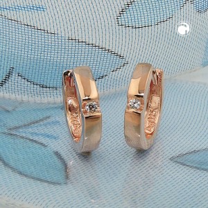 Creolen Ohrringe Zirkonia rotvergoldet 925 Sterlingsilber
