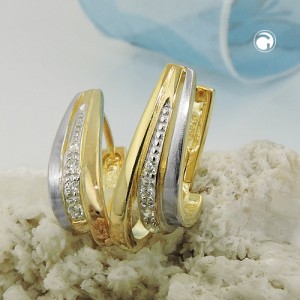Creolen Ohrringe bicolor Zirkonias 925 Sterlingsilber