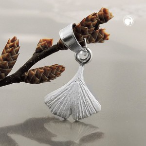 Anhänger ca. 9mm Ginkgoblatt matt 925 Sterlingsilber