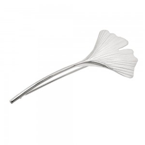 Brosche Ginkgoblatt matt-glänzend 925 Sterlingsilber