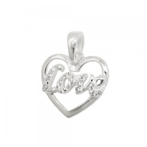 Anhänger Herz mit Schriftzug -Love- Zirkonia 925 Sterlingsilber