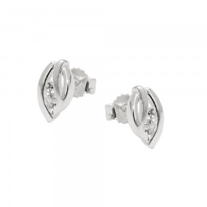 Stecker Blatt matt-glänzend mit Zirkonias, 925 Sterlingsilber