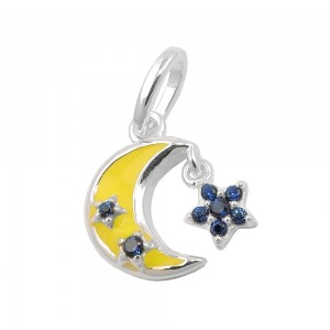 Anhänger Mond mit Stern Zirkonia 925 Sterlingsilber