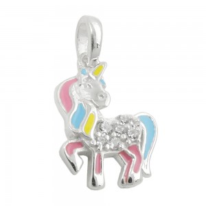 Anhänger Fabelwesen Pferd mit Horn 925 Sterlingsilber