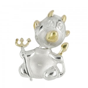 Anhänger Teufel bicolor matt glänzend 925 Sterlingsilber