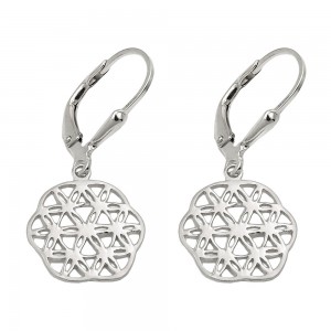 Ohrhänger Ohrringe Brisur Blume des Lebens glänzend rhodiniert 925 Sterlingsilber