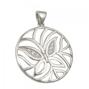 Anhänger Schmetterling mit Zirkonias glänzend rhodiniert 925 Sterlingsilber