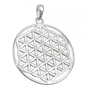 Anhänger Blume des Lebens glänzend rhodiniert 925 Sterlingsilber