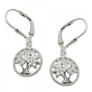 Ohrhänger Ohrringe Brisur Baum des Lebens Zirkonias 925 Sterlingsilber